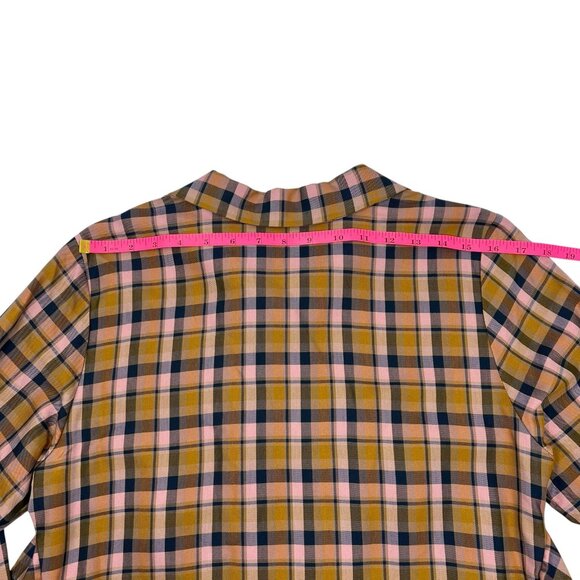 Gestuz Womens Tan Plaid Tie Waist AcieGZ Town & Country Half Button Dress Sz 40 - Picture 12 of 12